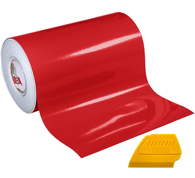 ORACAL 651 Gloss Red Adhesive Craft Vinyl 12 Inches x 6.5 Feet Large Roll Including Detailer Squeegee